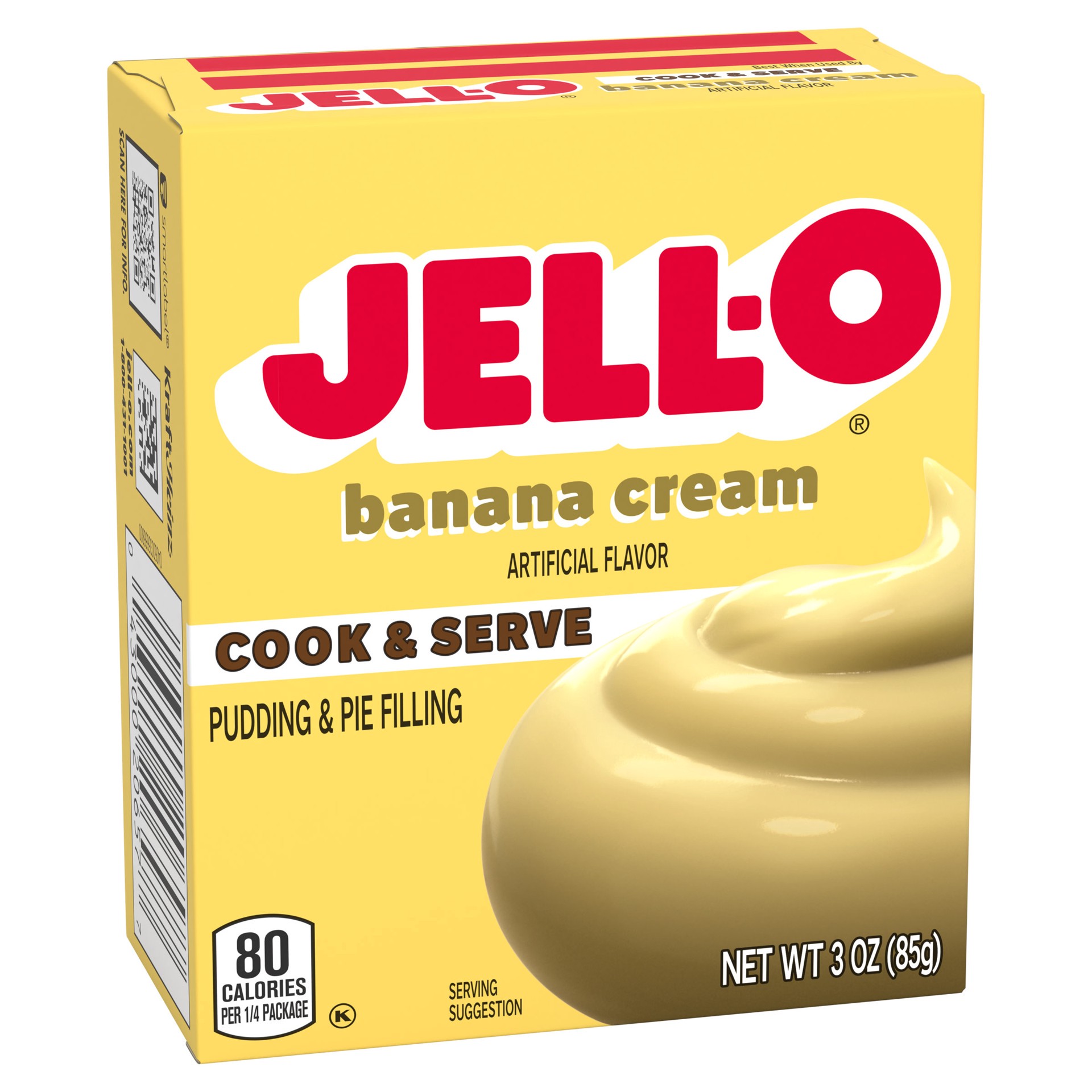 slide 5 of 5, Jell-O Cook & Serve Banana Cream Artificially Flavored Pudding & Pie Filling Mix, 3 oz Box, 3 oz