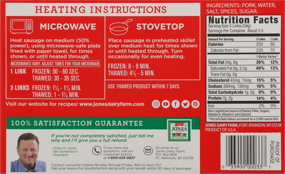 slide 2 of 9, Jones Dairy Farm Golden Brown Mild Pork Sausage Packed, Unspecified 10 ea, 10 ct