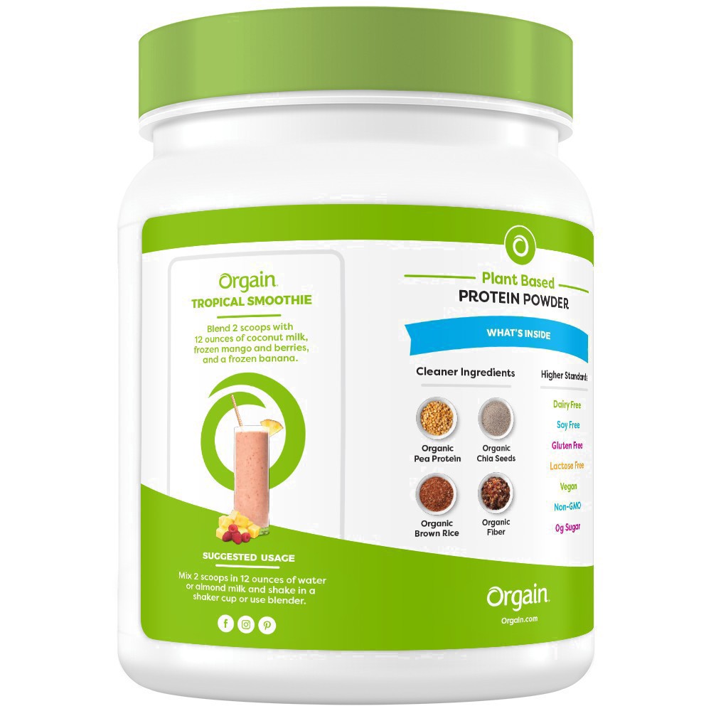 slide 85 of 101, Orgain Organic Vegan Plant Based Protein Powder - Vanilla Bean - 16.32oz, 16.32 oz