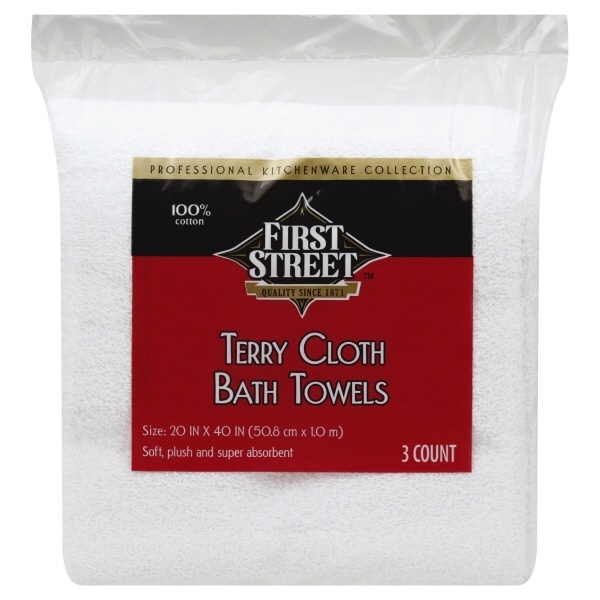 slide 1 of 1, First Street White Bath Towel, 3 ct