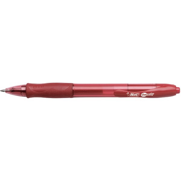slide 2 of 5, BIC® Gel-ocity Retractable Gel Ink Rollerball Pens, Medium Point, 0.7 mm, Red Barrel, Red Ink, Pack Of 12, 12 ct