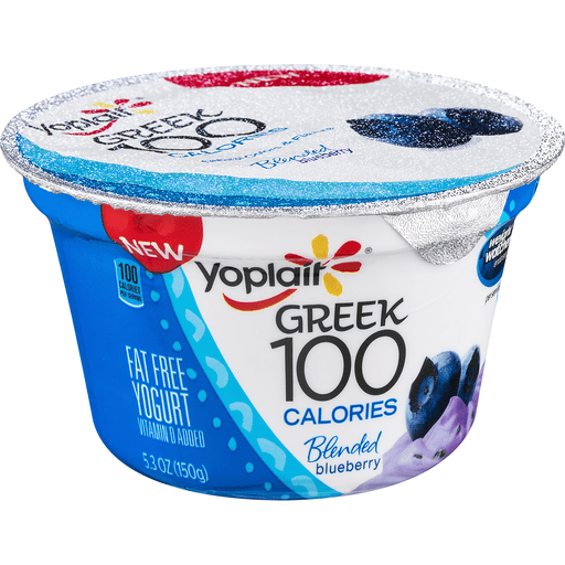 slide 2 of 9, Yoplait Greek 100 Calories Blueberry Fat Free Yogurt, 5.3 oz