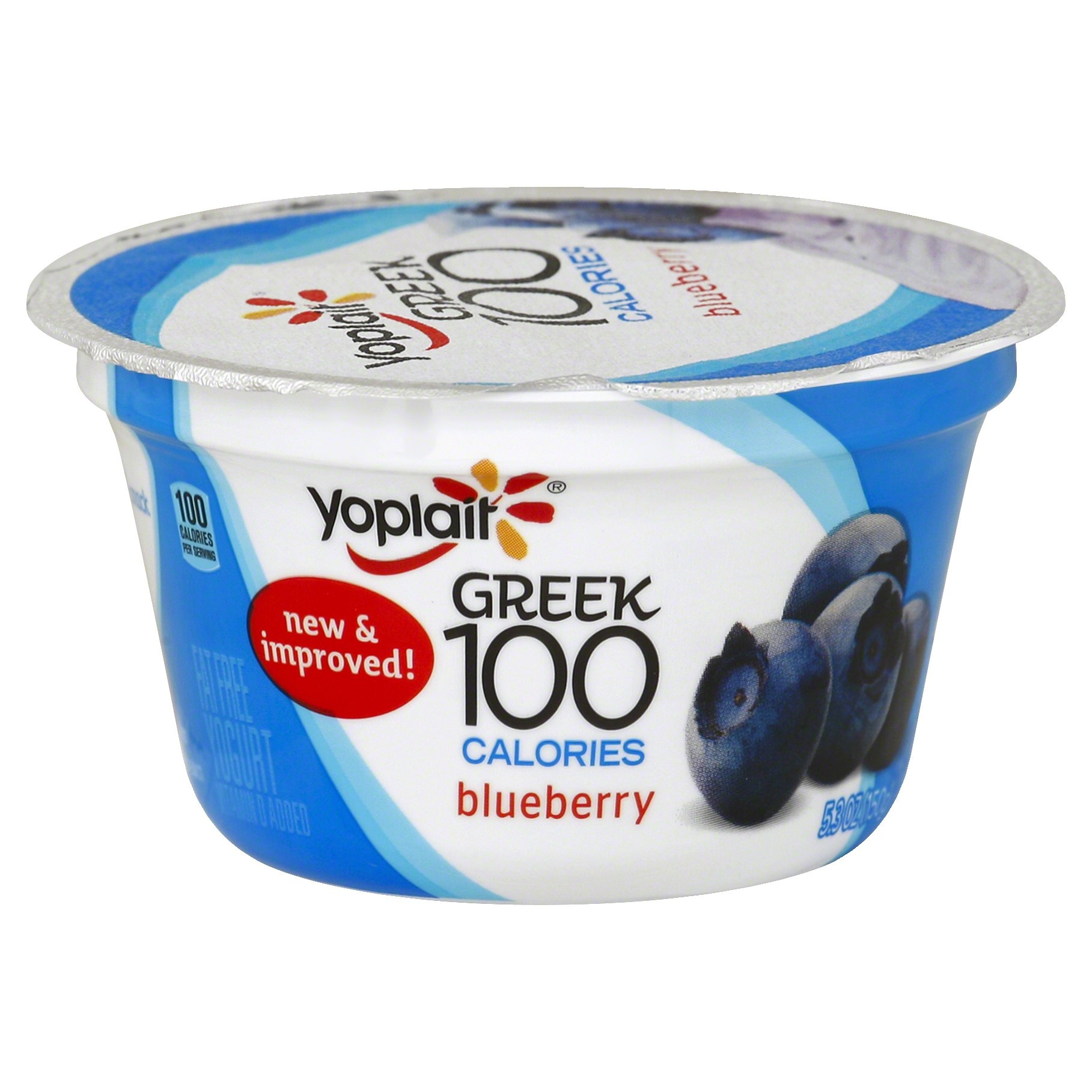 slide 1 of 9, Yoplait Greek 100 Calories Blueberry Fat Free Yogurt, 5.3 oz