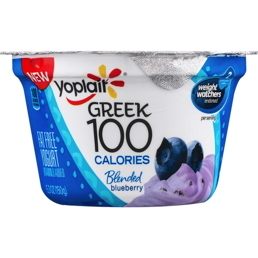 slide 4 of 9, Yoplait Greek 100 Calories Blueberry Fat Free Yogurt, 5.3 oz
