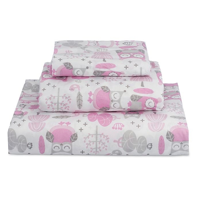 slide 2 of 2, Levtex Home Gillian Owl Full Sheet Set - Pink/Grey, 1 ct