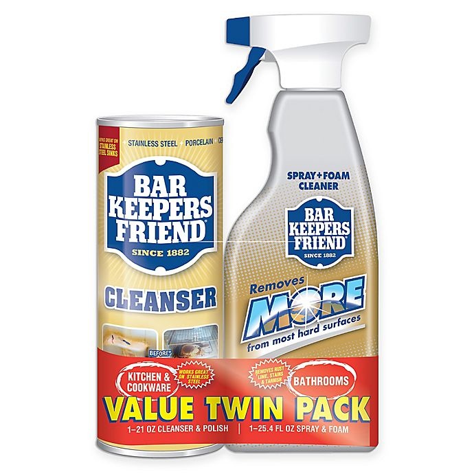 slide 1 of 1, Bar Keepers Friend Cleanser and Spray & Foam Cleaner Value Pack, 21 oz; 24.5 oz