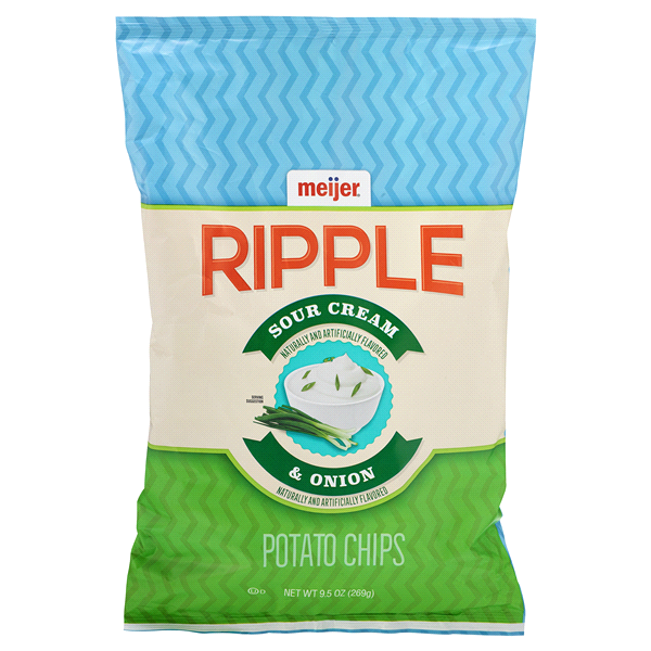 slide 1 of 2, Meijer Rippled Sour Cream & Onion Potato Chips, 9.5 oz