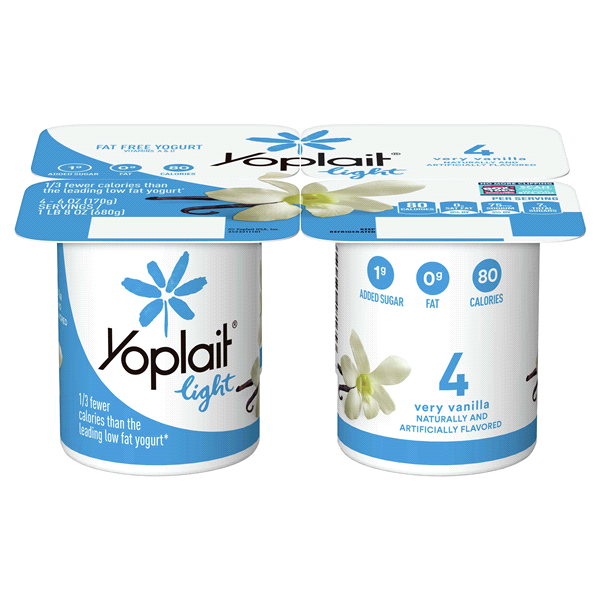 slide 1 of 1, Yoplait Lite Yogurturt Vanilla, 4 ct