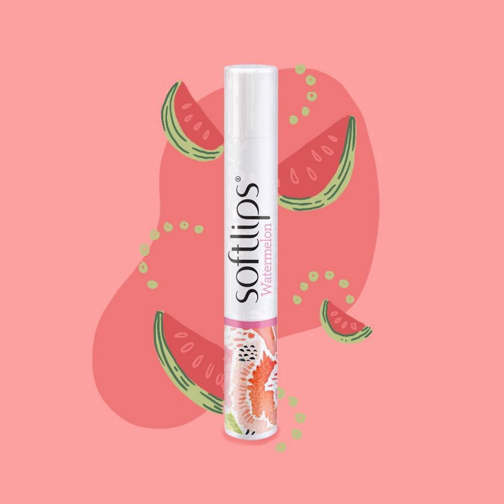 slide 16 of 43, Softlips Daily Lip Moisturizer For Dry Lips, Watermelon Flavored Lip Balm, SPF 20, Hydrates, Soothes & Prevents Dry, Chapped Lips, Smooth Glide Formula, Dermatologist Tested, Pack of 2 Chap Sticks, 2 ct