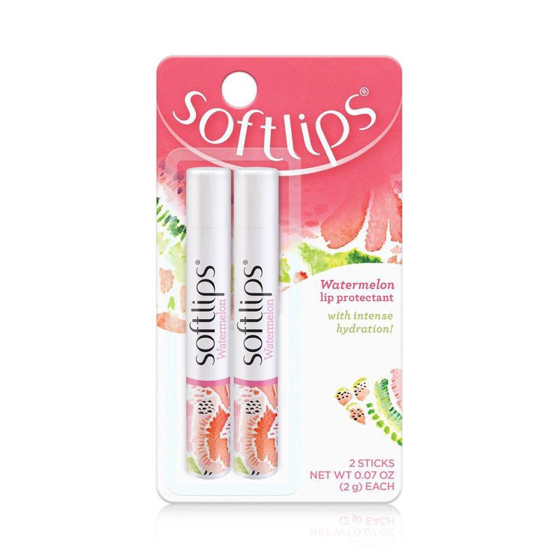 slide 1 of 43, Softlips Daily Lip Moisturizer For Dry Lips, Watermelon Flavored Lip Balm, SPF 20, Hydrates, Soothes & Prevents Dry, Chapped Lips, Smooth Glide Formula, Dermatologist Tested, Pack of 2 Chap Sticks, 2 ct