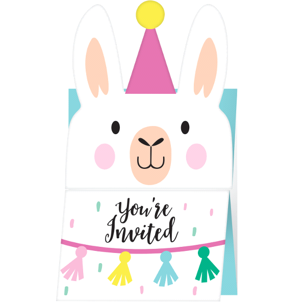 slide 1 of 1, Creative Converting Llama Party Invitations, 8 ct