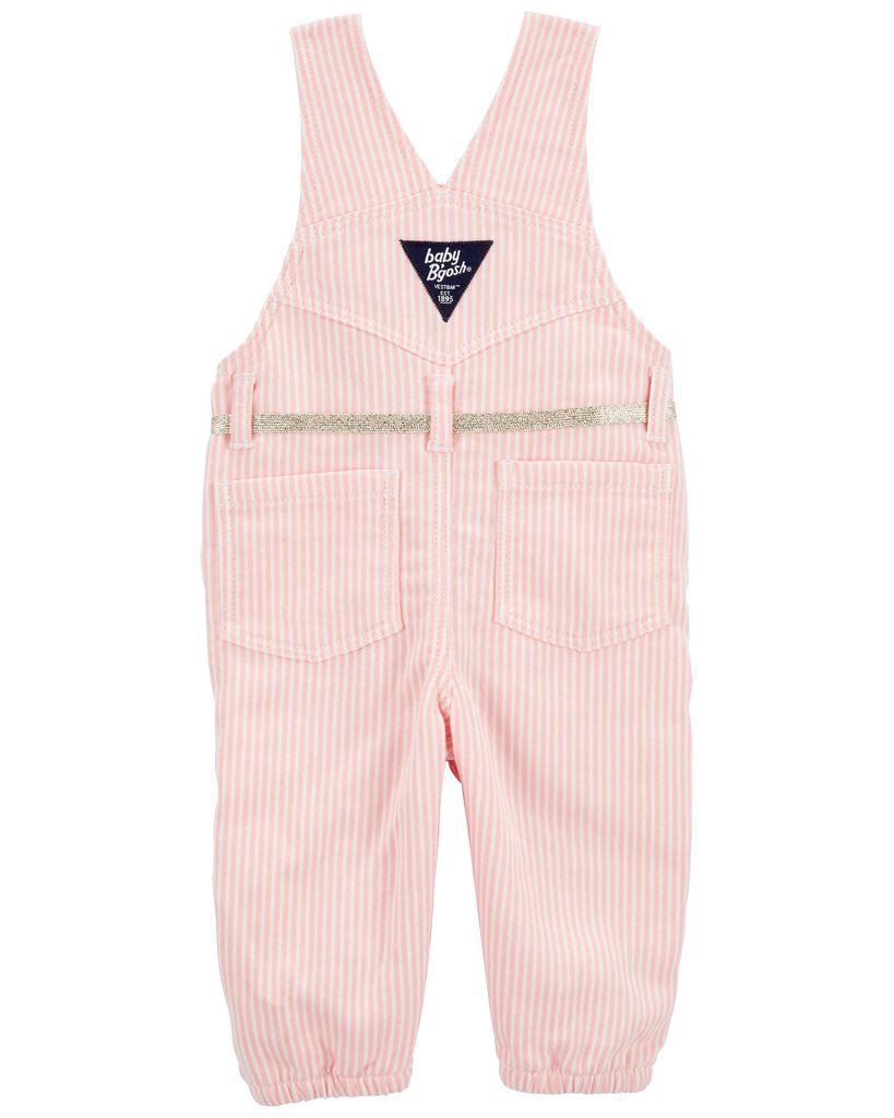 slide 2 of 2, Oshkosh Baby Stretchy Hickory Stripe Overalls Pink 6M, 1 ct