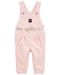 Oshkosh Baby Stretchy Hickory Stripe Overalls Pink 6M