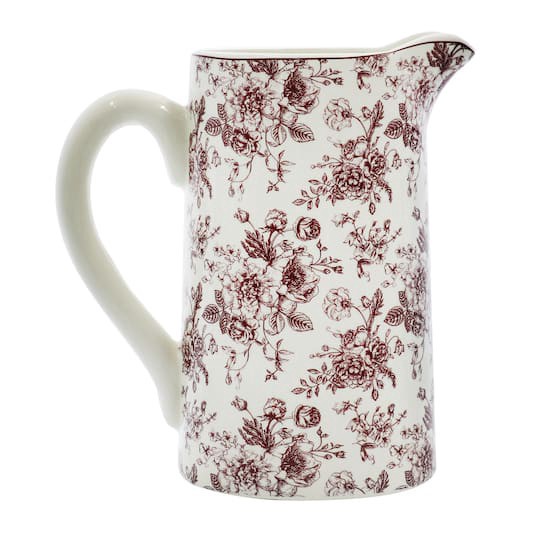 slide 1 of 3, 8" Light Floral Pitcher By Ashland, 7.6 in x 4.65 in x 8 in