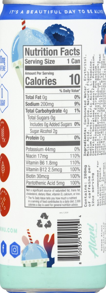 slide 2 of 9, Alani Nu Energy Drink Blue Slush 12oz, 12 fl oz