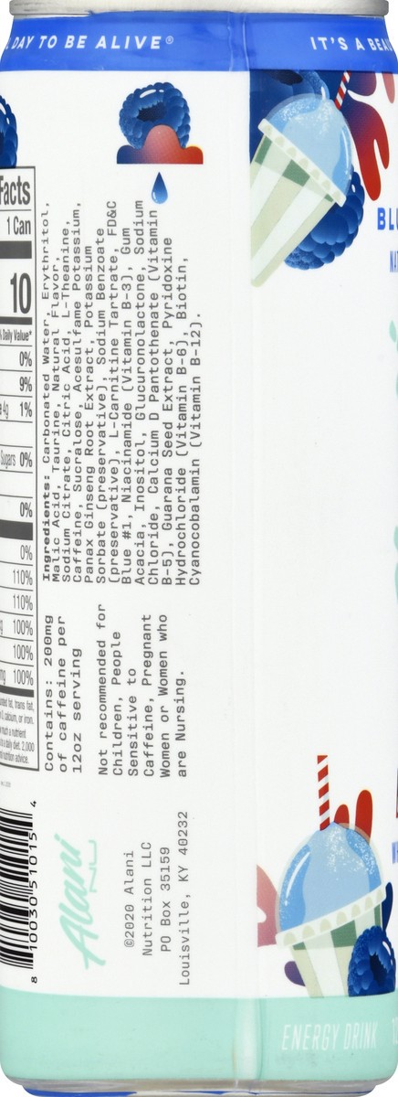 slide 4 of 9, Alani Nu Energy Drink Blue Slush 12oz, 12 fl oz