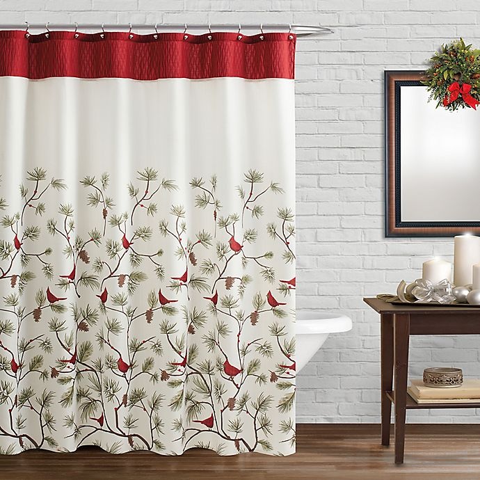 slide 1 of 1, Saturday Knight Snow Cardinals Shower Curtain and Hook Set, 1 ct