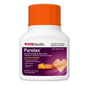 slide 1 of 1, CVS Health Purelax Polyethylene Glycol 3350 Powder For Solution, Osmotic Laxative, Orange Flavor, 4.1 Oz, 4.1 oz