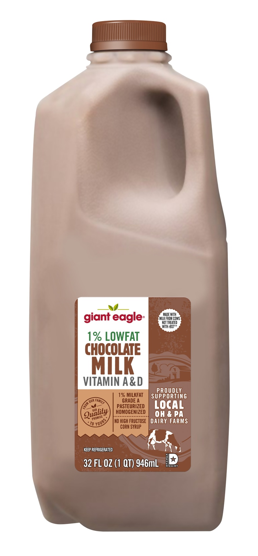 slide 1 of 1, Ge Chocolate 1% Milk Quart, 32 oz