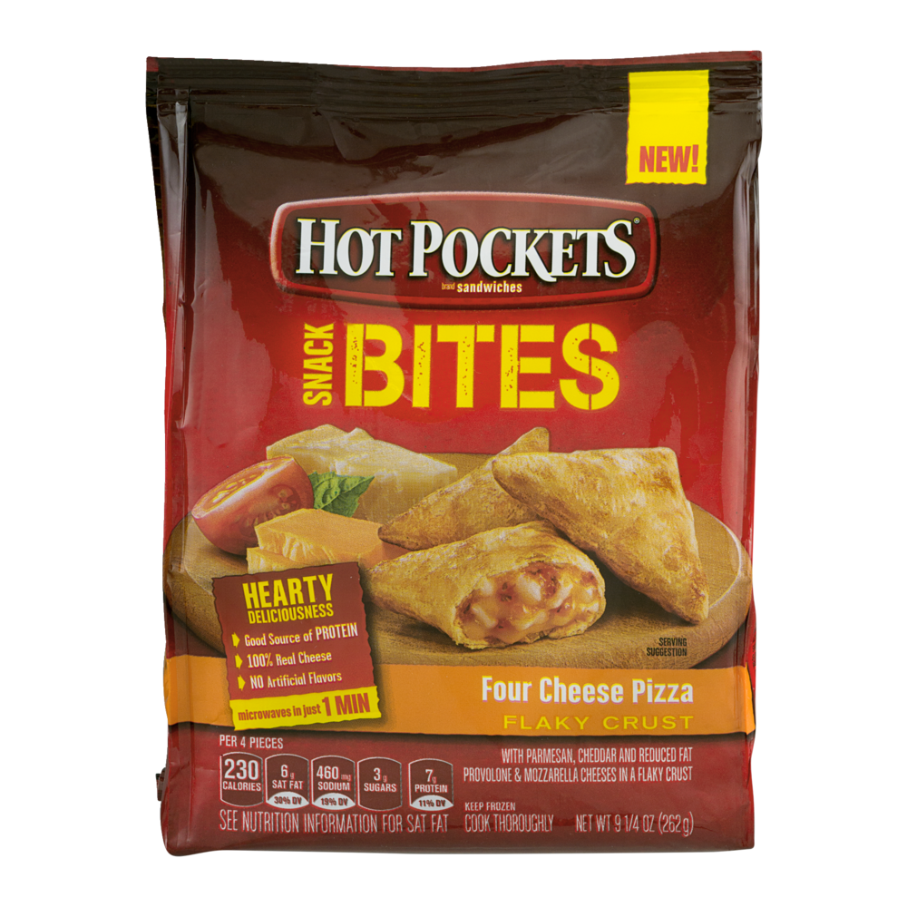 slide 1 of 1, Hot Pockets Four Cheese Pizza Snack Bites, 9.25 oz