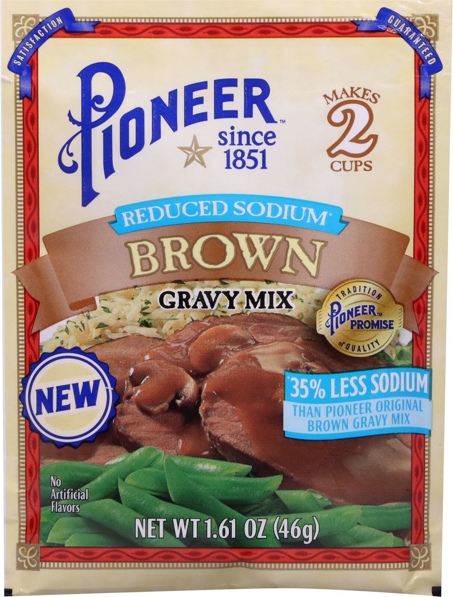 slide 13 of 13, Pioneer Reduced Sodium Brown Gravy Mix 1.61 oz, 1.61 oz