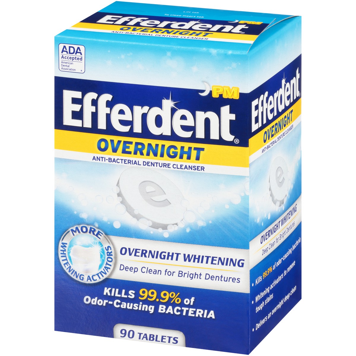 slide 5 of 9, Efferdent Retainer & Denture Cleaner Tablets, Overnight Whitening, 90 Count, 90 ct