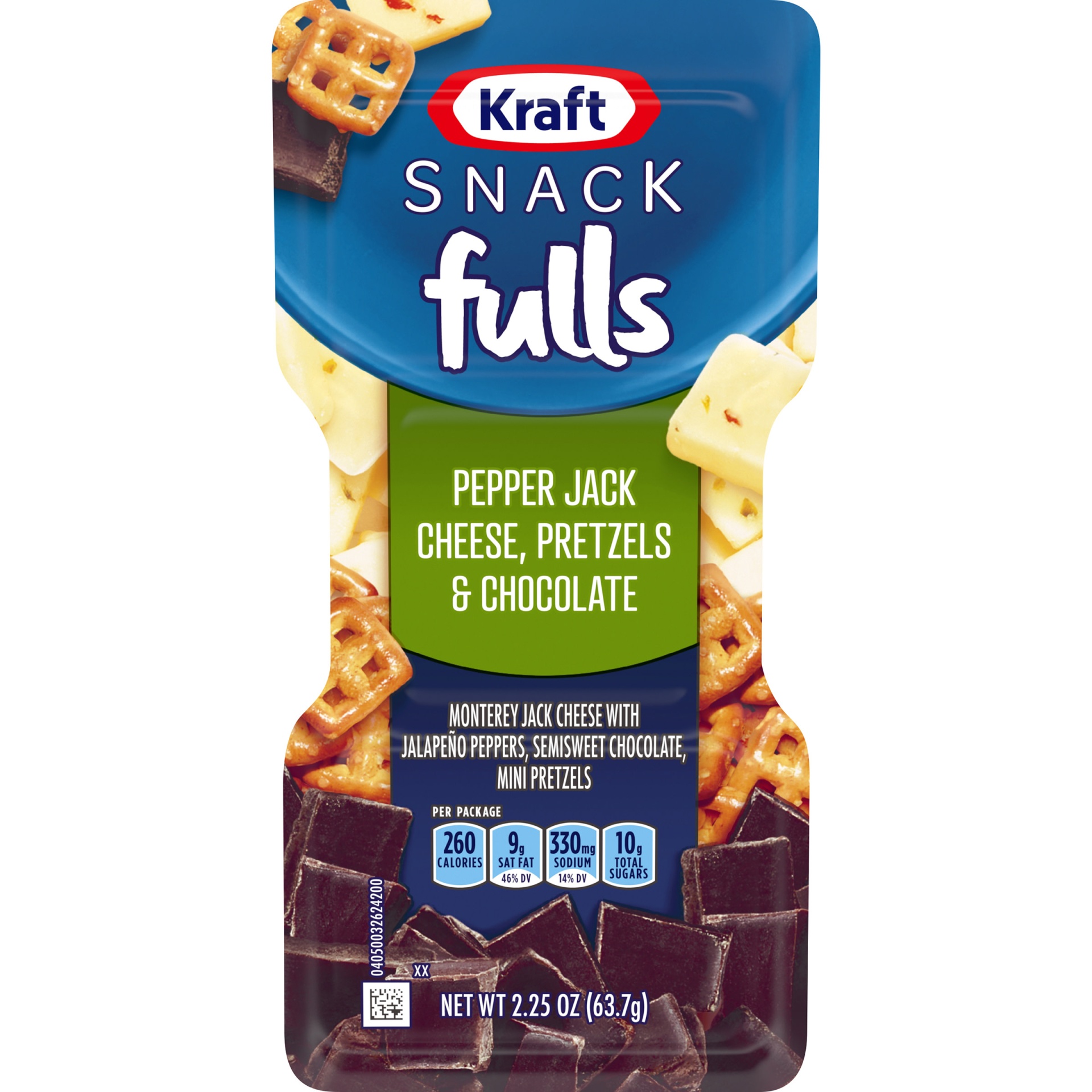 slide 1 of 13, Kraft Trios SnackFulls Pepper Jack Cheese, Mini Pretzels & Chocolate Snack Pack Tray, 2.25 oz