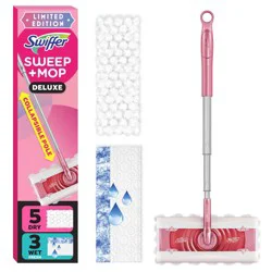 Swiffer Sweep and Mop 2-in-1 Dry + Wet Floor Mopping and Sweeping Kit (1 Sweeper, 5 Heavy Duty Dry Cloths, 3 Heavy Duty Wet Cloths)