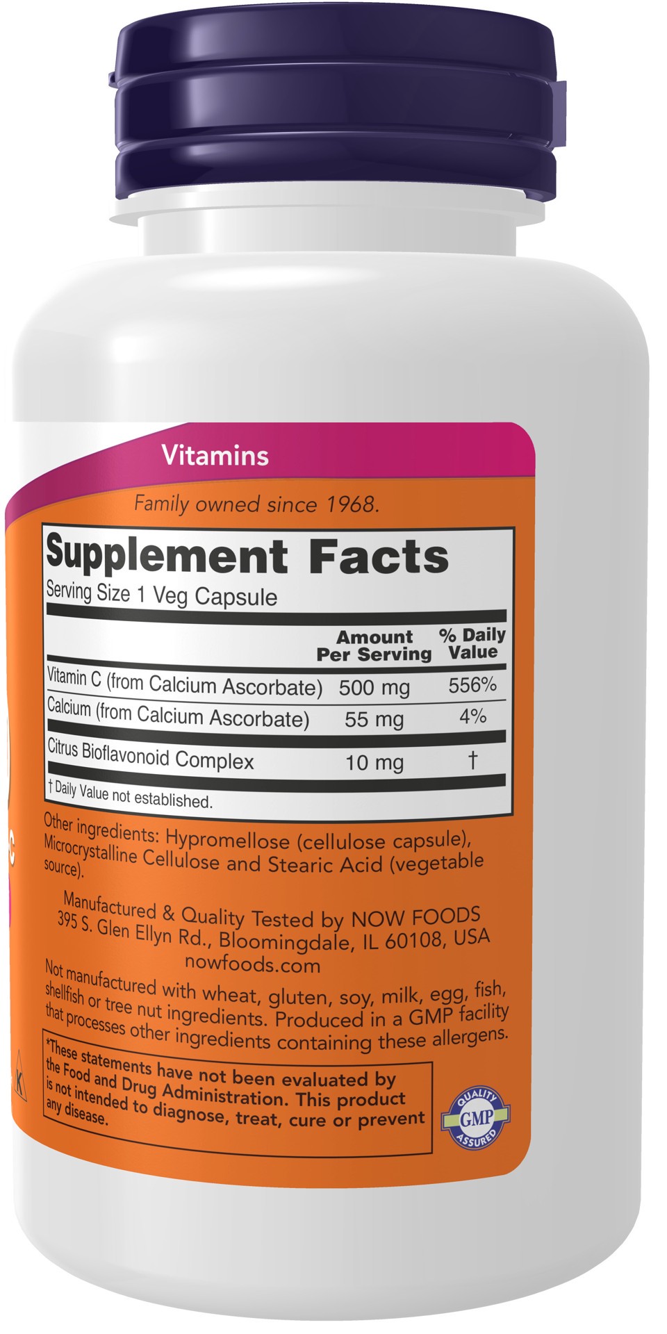 slide 3 of 4, NOW Vitamin C-500 Calcium Ascorbate-C - 100 Veg Capsules, 100 ct