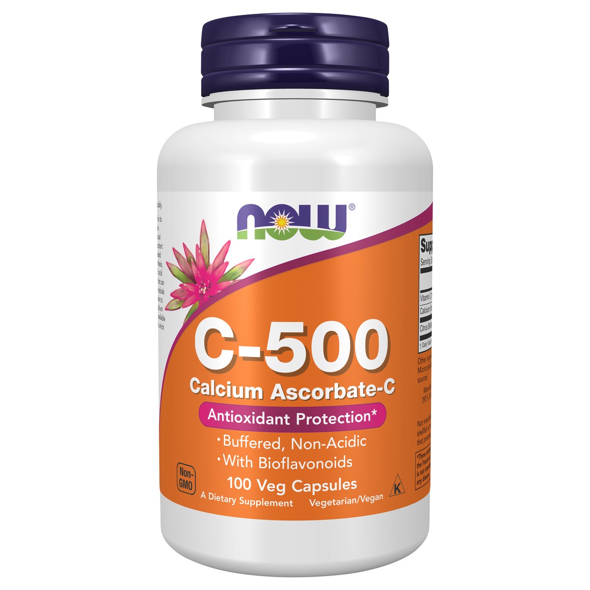 slide 1 of 4, NOW Vitamin C-500 Calcium Ascorbate-C - 100 Veg Capsules, 100 ct