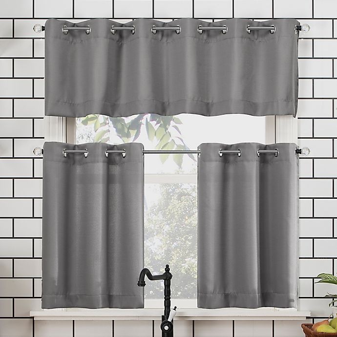 slide 1 of 8, No. 918 No.918 Dylan Casual Textured 3-piece Kitchen Curtain Valance and Tier Set - Gray, 36 in