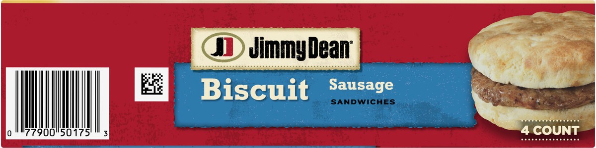 slide 5 of 8, Jimmy Dean Biscuit Breakfast Sandwiches with Sausage, Frozen, 4 Count, 351.53 g