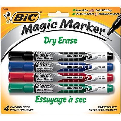 slide 1 of 1, BIC Fine Point Dry Erase Magic Marker Assorted, 4 ct
