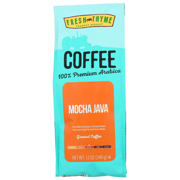 slide 1 of 1, Fresh Thyme Mocha Java Ground Coffee, 12 oz