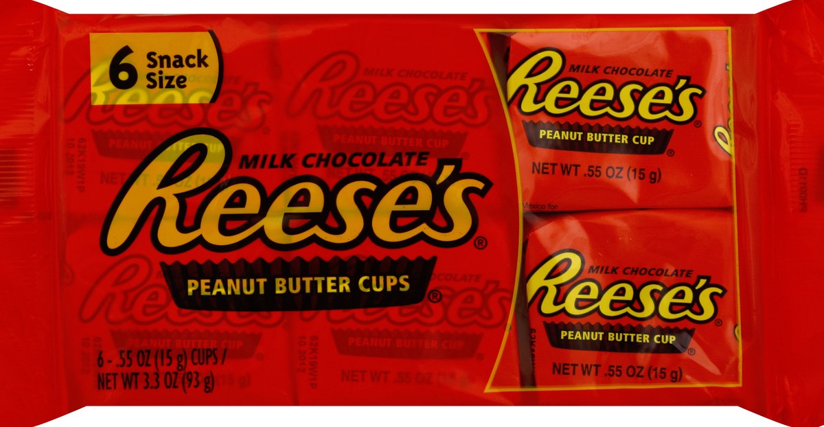 slide 1 of 5, Reese's Peanut Butter Cups Snack Size 6-Pack Of 0.55Oz Cups, 1 ct