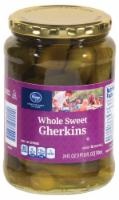 slide 1 of 1, Kroger Whole Sweet Gherkin Pickles, 24 fl oz