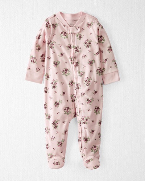 slide 1 of 3, Littleplanet Baby Organic Cotton Sleep & Play in Wildberry Bouquet Perfect Pink NB, 1 ct