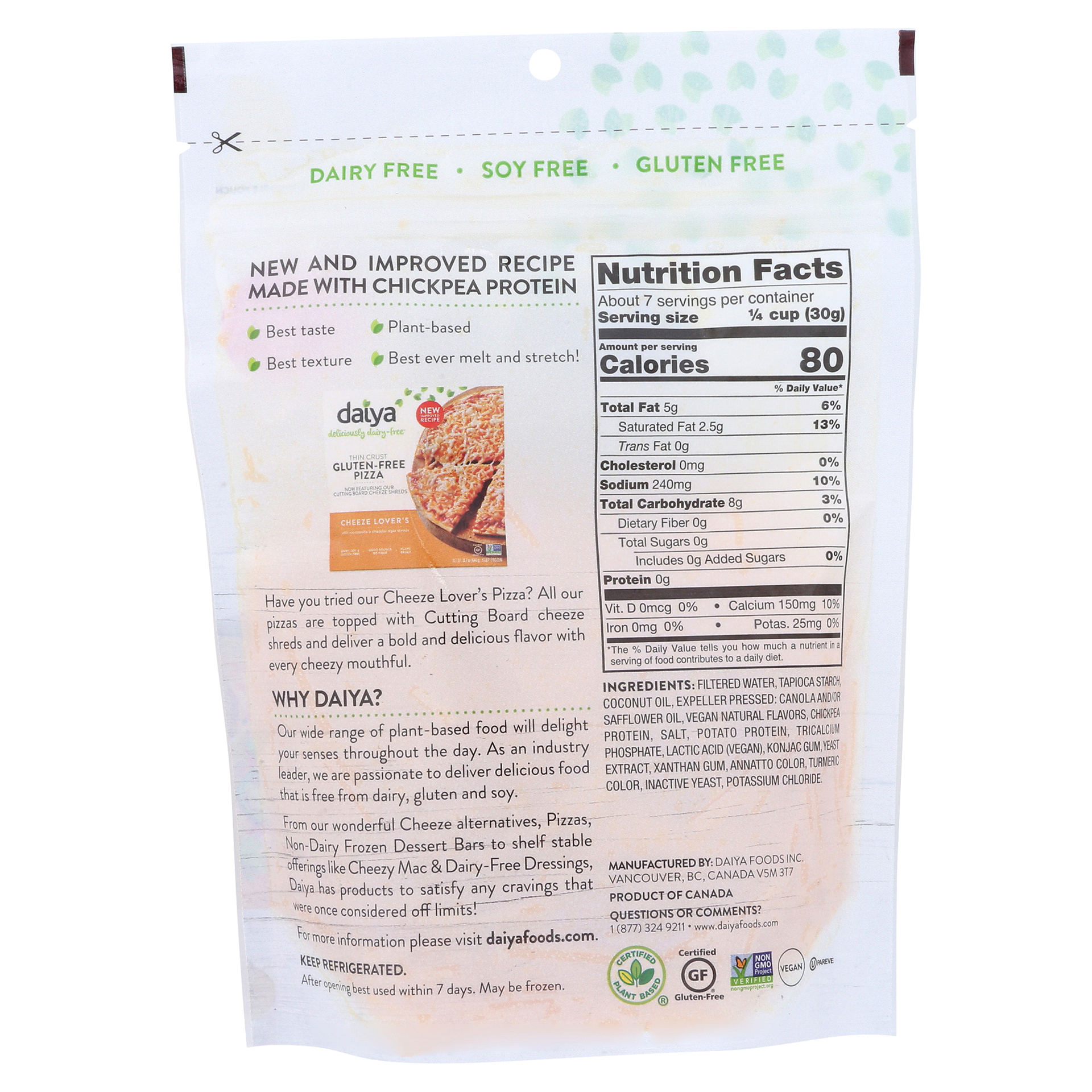 slide 9 of 13, Daiya Dairy Free Cheddar Style Shreds, 7.1 oz