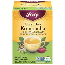 Yogi Tea Green Tea Kombucha, Contains-Caffeine Green Tea Bags, 16 Count