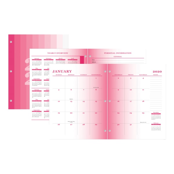 slide 1 of 4, Office Depot Brand Monthly Planner, 10-1/4'' X 8-1/4'', Pink Ombre, January To December 2020, Odus1930-007, 1 ct