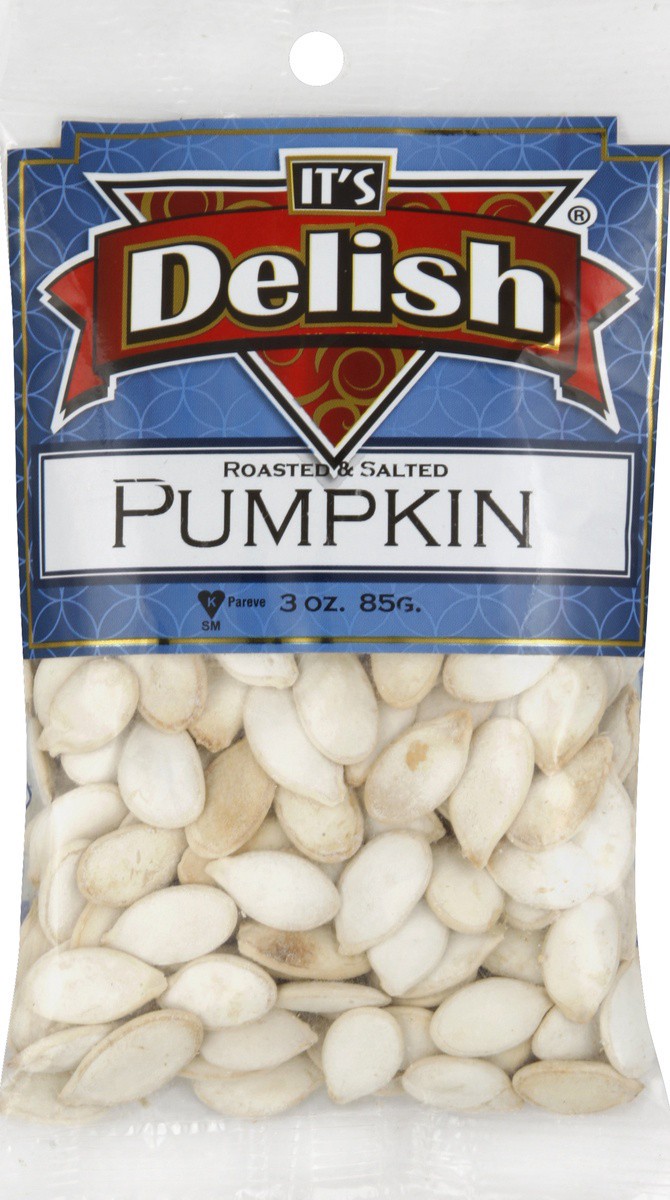 slide 3 of 4, It's Delish Roasted And Salted Shelled Pumpkin Seeds, 3 oz