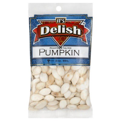 slide 1 of 4, It's Delish Roasted And Salted Shelled Pumpkin Seeds, 3 oz