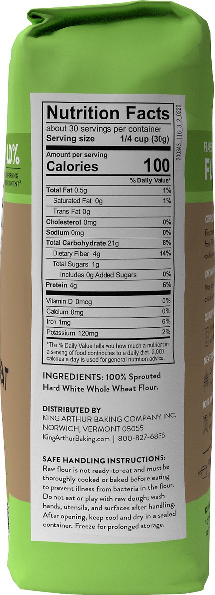 slide 6 of 6, King Arthur Baking 100% Whole Grain Sprouted Wheat Flour 32 oz, 32 oz