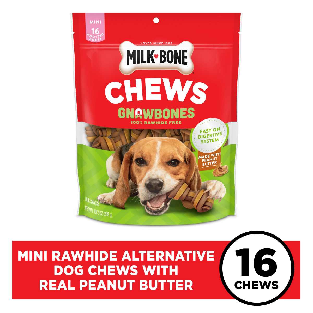 slide 1 of 21, Milk-Bone Big Heart Pet Brands Milk Bones Gnaw Mini Peanut Butter, 10.2 oz