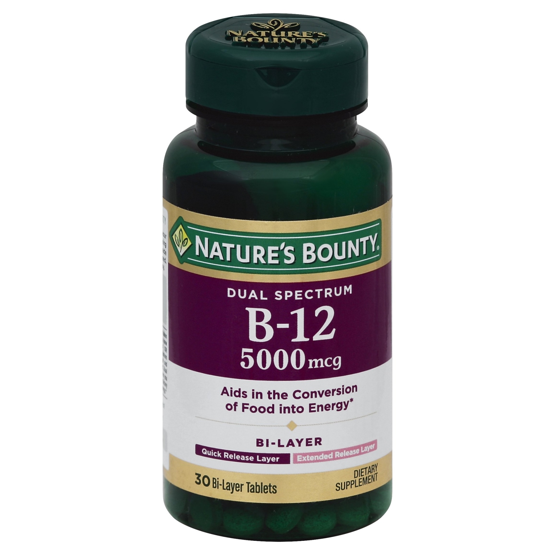 slide 1 of 6, Nature's Bounty Dual Spectrum B-12 5000mcg, 30 ct