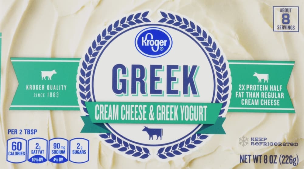 slide 1 of 1, Kroger Greek Cream Cheese Bar, 8 oz
