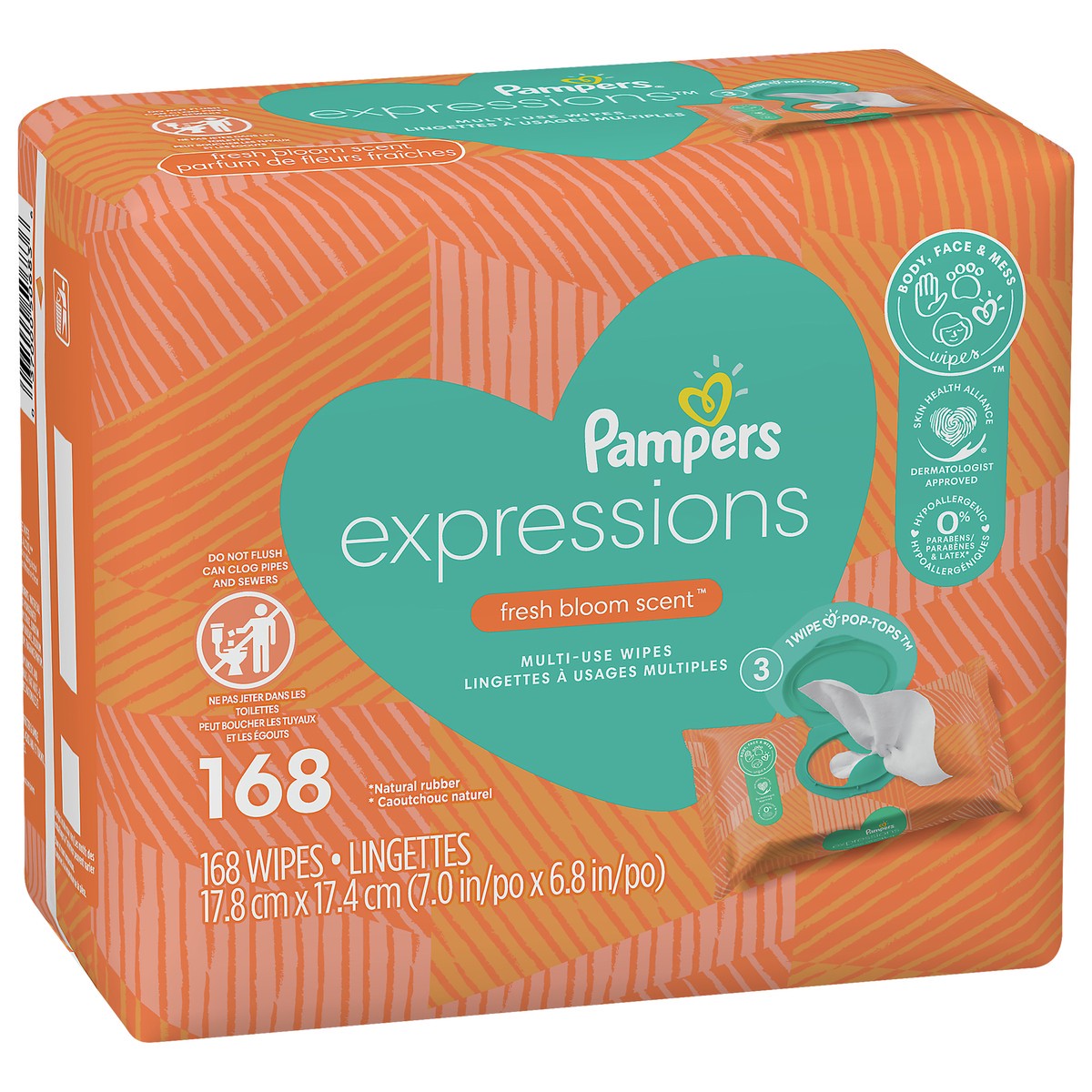 slide 2 of 4, Pampers Expressions Fresh Bloom Baby Wipes, 168 ct