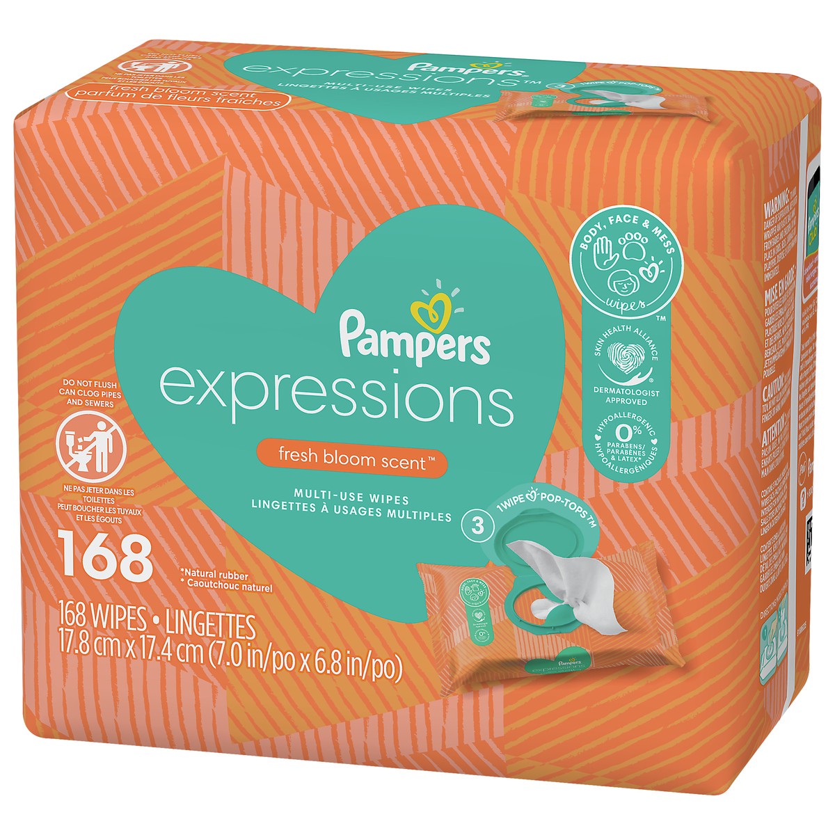 slide 3 of 4, Pampers Expressions Fresh Bloom Baby Wipes, 168 ct