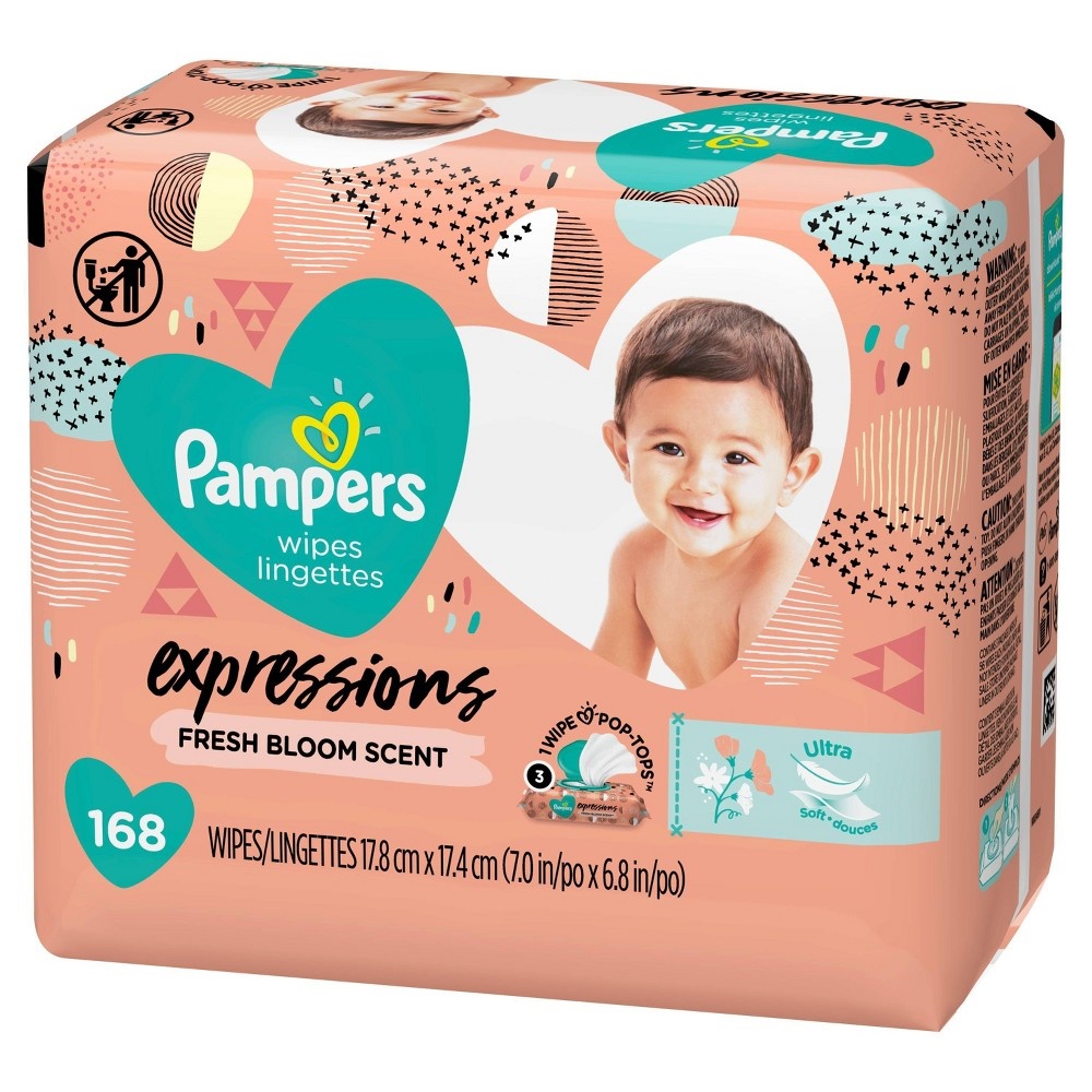 slide 3 of 5, Pampers Expressions Fresh Bloom Baby Wipes, 168 ct