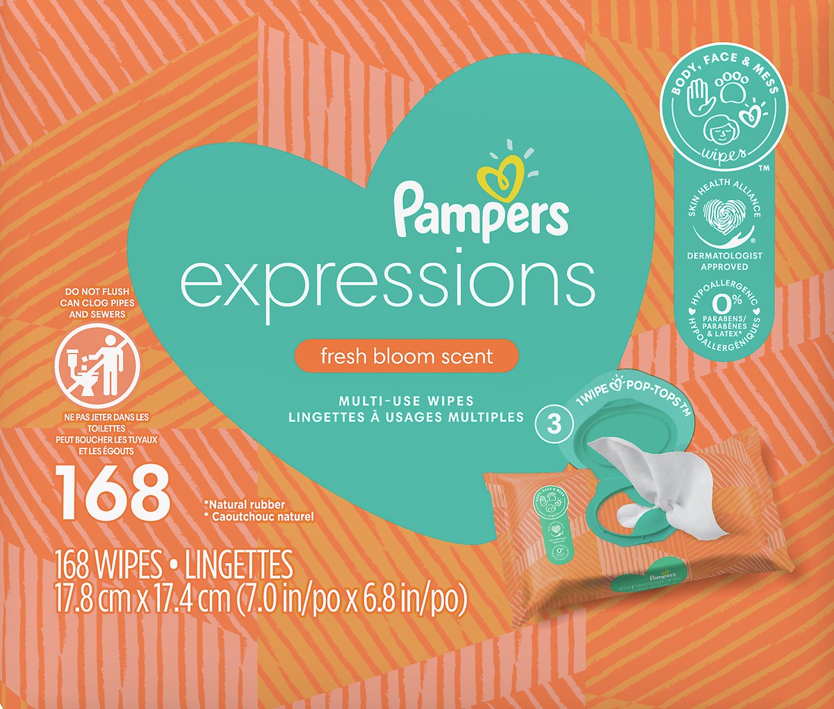 slide 4 of 4, Pampers Expressions Fresh Bloom Baby Wipes, 168 ct